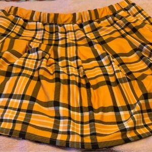 Chic Mustard Plaid Skater Skirt